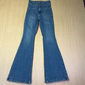 We the Free People Jayde Flare Jeans Womens 28 Boho Hippie Med Wash High Rise